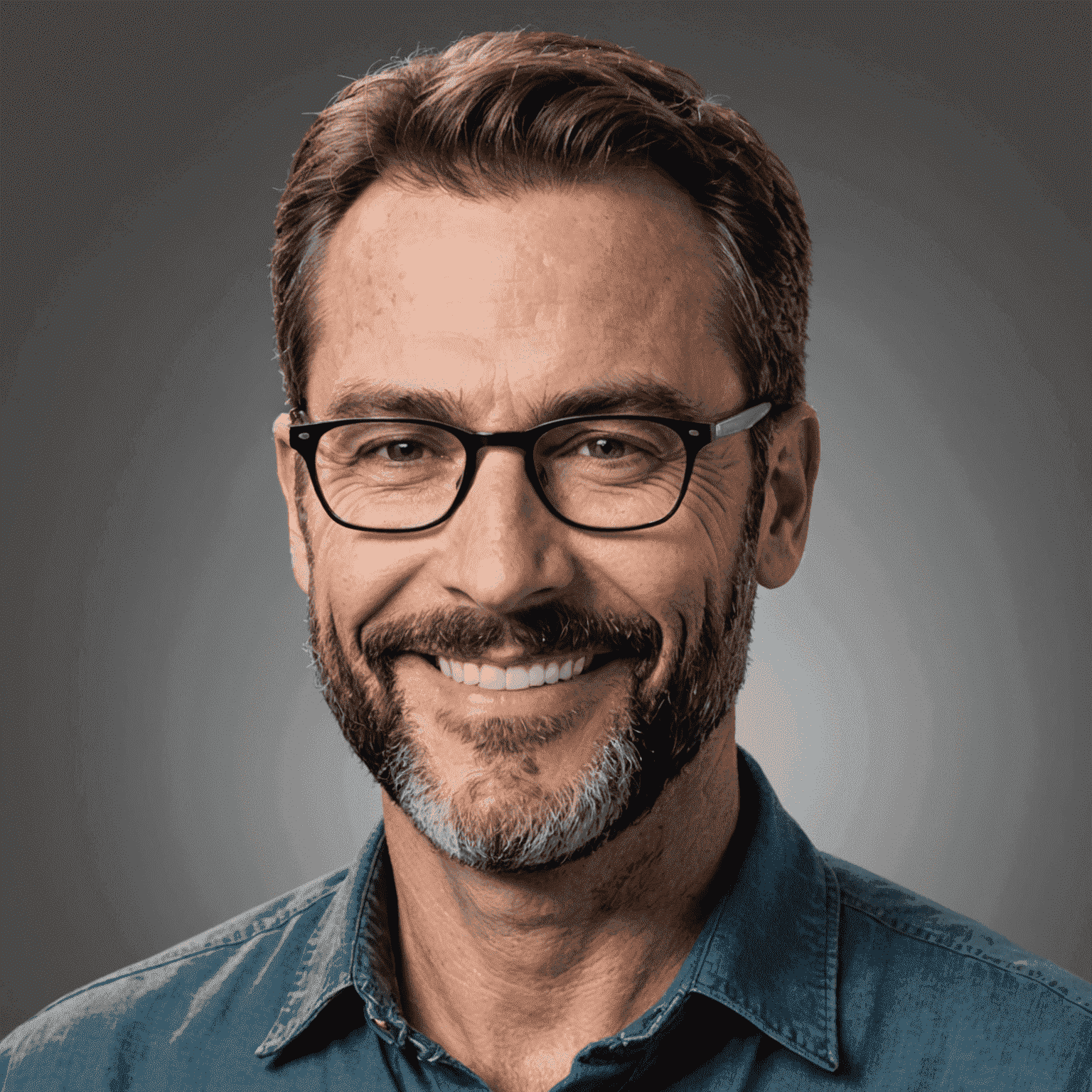 Photo de profil de Jean Dupont, un homme souriant dans la quarantaine avec des lunettes et une barbe courte